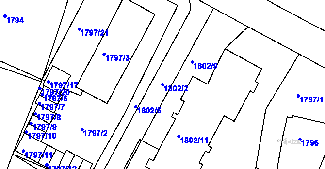 Parcela st. 1802/2 v KÚ Turnov, Katastrální mapa