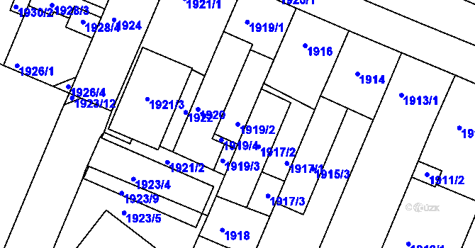 Parcela st. 1919/2 v KÚ Turnov, Katastrální mapa