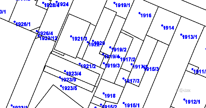 Parcela st. 1919/4 v KÚ Turnov, Katastrální mapa