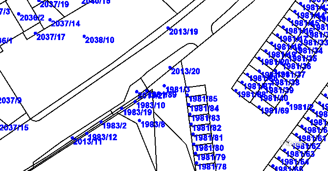 Parcela st. 1981/3 v KÚ Turnov, Katastrální mapa