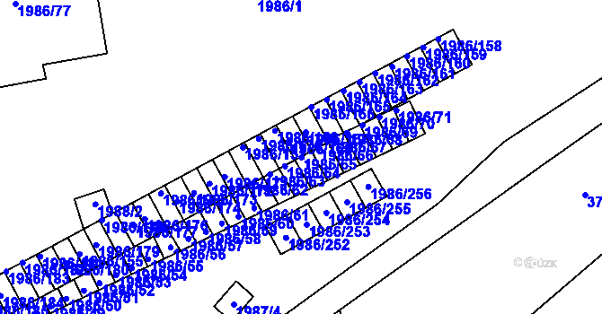 Parcela st. 1986/65 v KÚ Turnov, Katastrální mapa