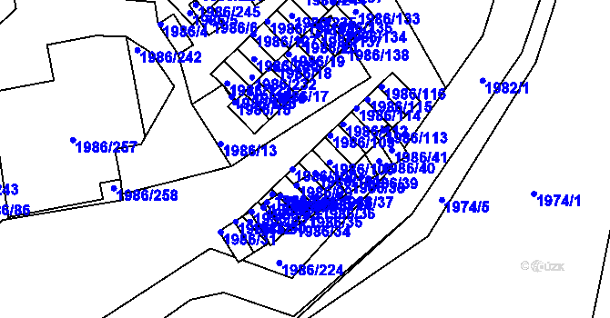 Parcela st. 1986/103 v KÚ Turnov, Katastrální mapa