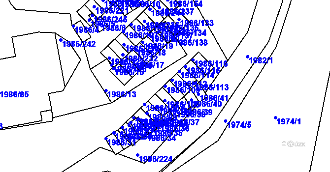 Parcela st. 1986/109 v KÚ Turnov, Katastrální mapa