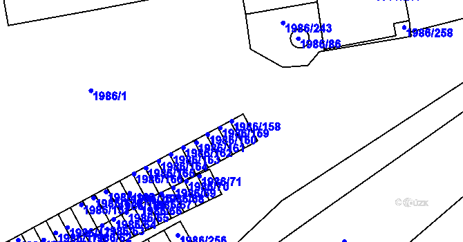 Parcela st. 1986/158 v KÚ Turnov, Katastrální mapa
