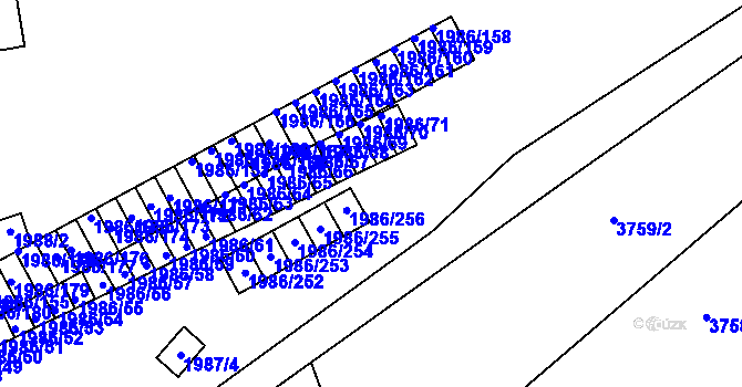 Parcela st. 1987/3 v KÚ Turnov, Katastrální mapa