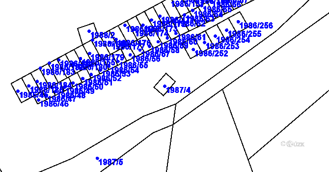 Parcela st. 1987/4 v KÚ Turnov, Katastrální mapa