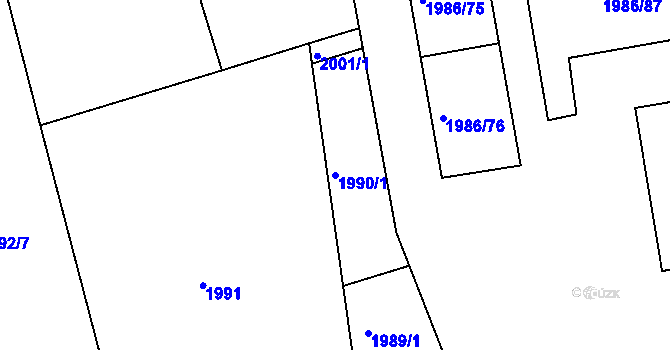Parcela st. 1990/1 v KÚ Turnov, Katastrální mapa