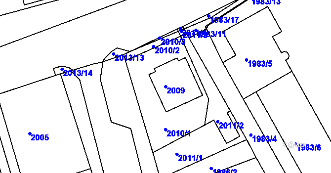 Parcela st. 2009 v KÚ Turnov, Katastrální mapa