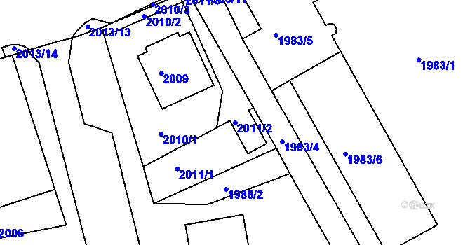 Parcela st. 2011/2 v KÚ Turnov, Katastrální mapa