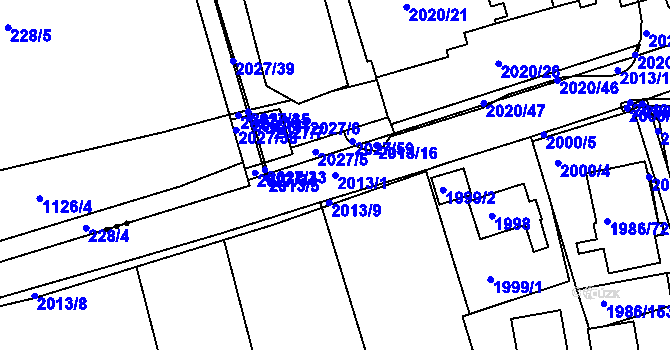 Parcela st. 2013/1 v KÚ Turnov, Katastrální mapa
