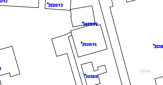 Parcela st. 2020/15 v KÚ Turnov, Katastrální mapa
