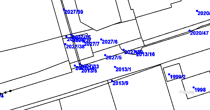 Parcela st. 2027/5 v KÚ Turnov, Katastrální mapa