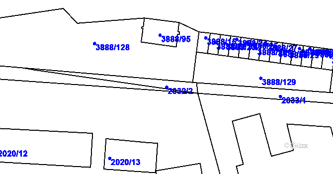 Parcela st. 2032/2 v KÚ Turnov, Katastrální mapa