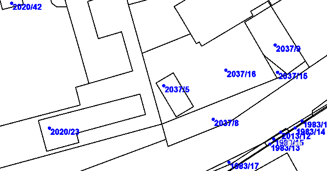 Parcela st. 2037/5 v KÚ Turnov, Katastrální mapa