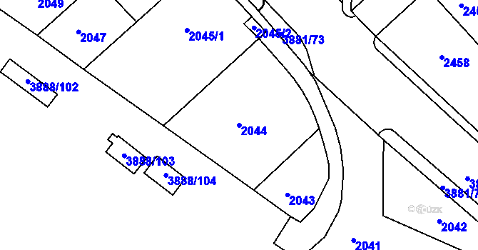 Parcela st. 2044 v KÚ Turnov, Katastrální mapa