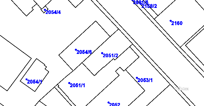 Parcela st. 2051/2 v KÚ Turnov, Katastrální mapa