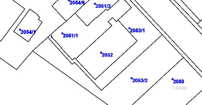 Parcela st. 2052 v KÚ Turnov, Katastrální mapa
