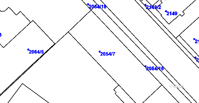 Parcela st. 2054/7 v KÚ Turnov, Katastrální mapa