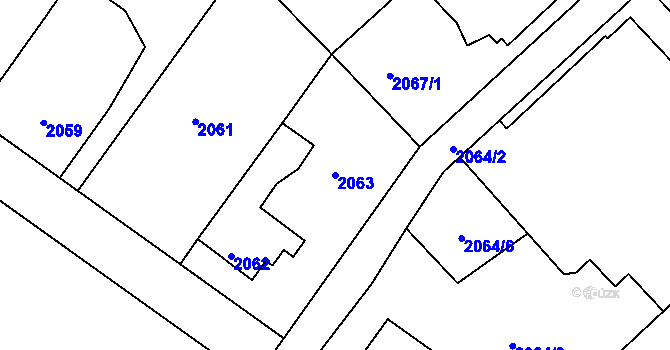 Parcela st. 2063 v KÚ Turnov, Katastrální mapa