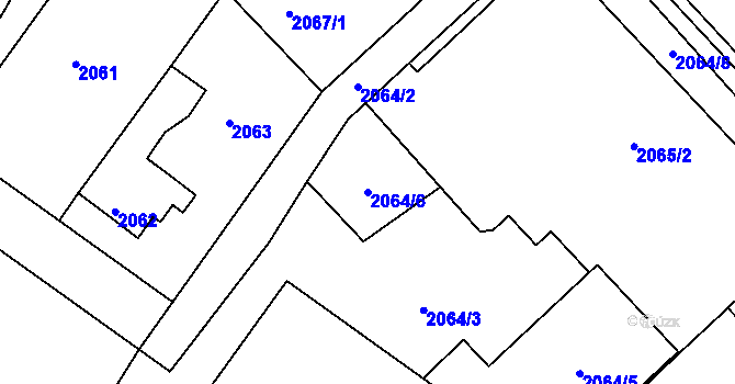 Parcela st. 2064/6 v KÚ Turnov, Katastrální mapa
