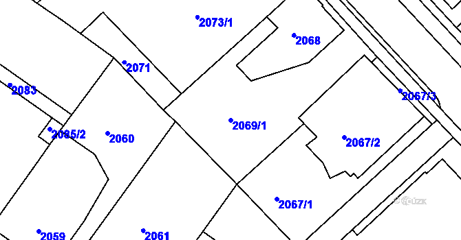 Parcela st. 2069/1 v KÚ Turnov, Katastrální mapa