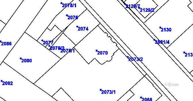 Parcela st. 2070 v KÚ Turnov, Katastrální mapa