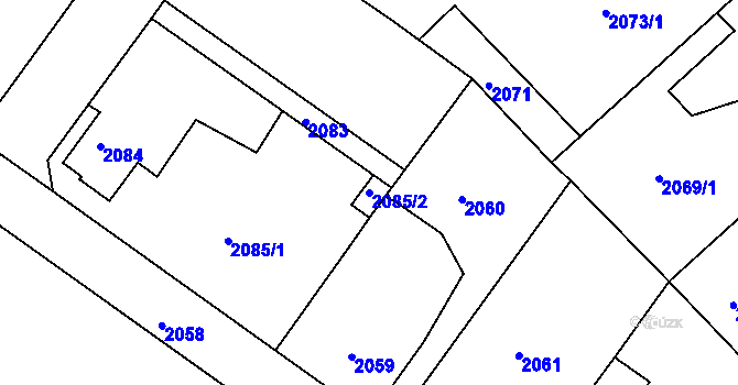 Parcela st. 2085/2 v KÚ Turnov, Katastrální mapa