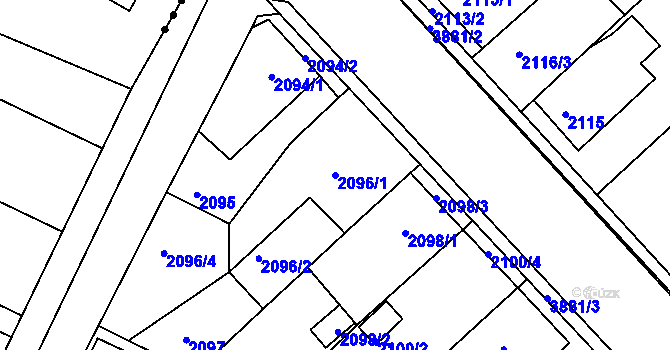 Parcela st. 2096/1 v KÚ Turnov, Katastrální mapa