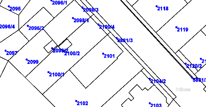 Parcela st. 2101 v KÚ Turnov, Katastrální mapa