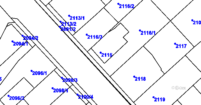 Parcela st. 2115 v KÚ Turnov, Katastrální mapa