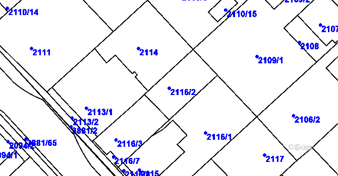 Parcela st. 2116/2 v KÚ Turnov, Katastrální mapa
