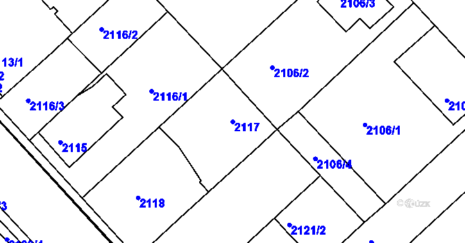 Parcela st. 2117 v KÚ Turnov, Katastrální mapa