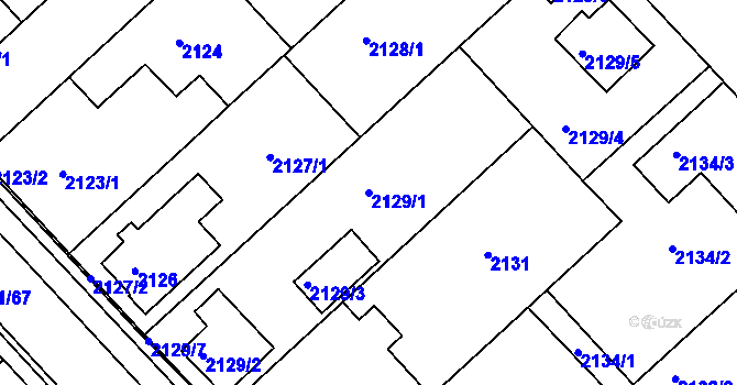 Parcela st. 2129/1 v KÚ Turnov, Katastrální mapa