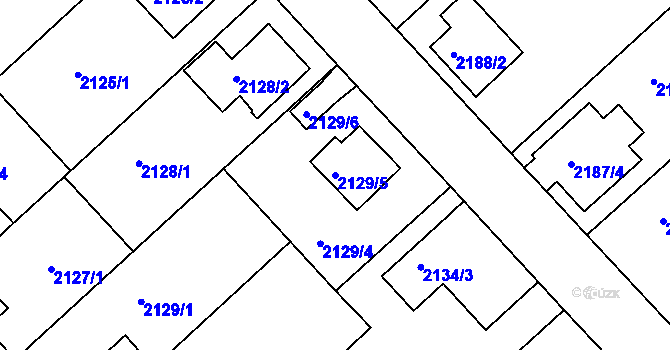 Parcela st. 2129/5 v KÚ Turnov, Katastrální mapa