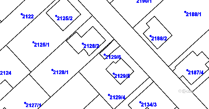 Parcela st. 2129/6 v KÚ Turnov, Katastrální mapa