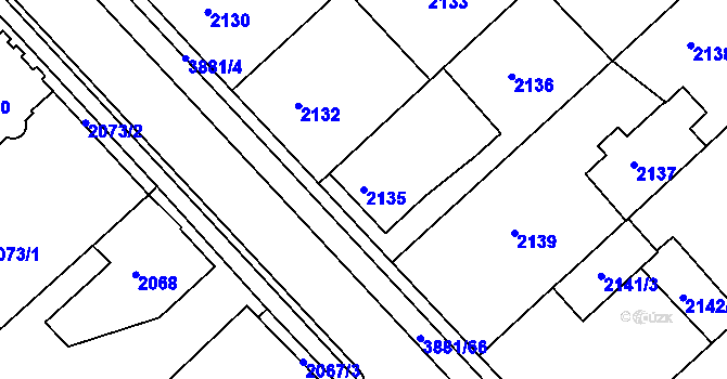 Parcela st. 2135 v KÚ Turnov, Katastrální mapa