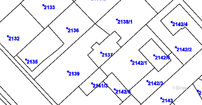Parcela st. 2137 v KÚ Turnov, Katastrální mapa