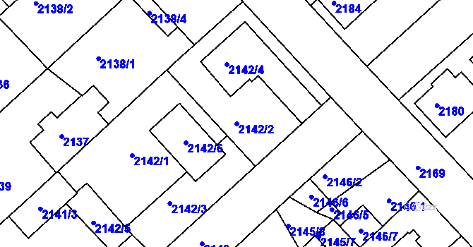 Parcela st. 2142/2 v KÚ Turnov, Katastrální mapa