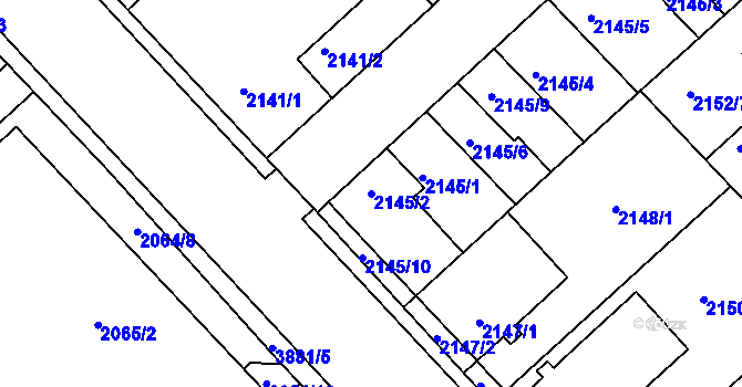 Parcela st. 2145/2 v KÚ Turnov, Katastrální mapa