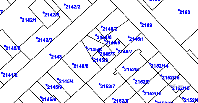 Parcela st. 2145/7 v KÚ Turnov, Katastrální mapa