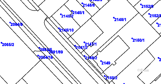 Parcela st. 2147 v KÚ Turnov, Katastrální mapa
