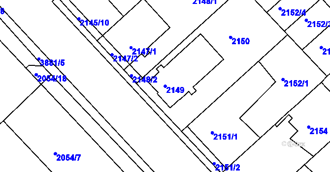 Parcela st. 2149 v KÚ Turnov, Katastrální mapa