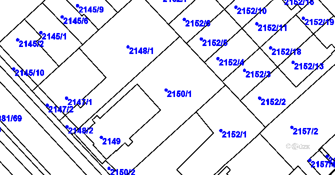 Parcela st. 2150 v KÚ Turnov, Katastrální mapa