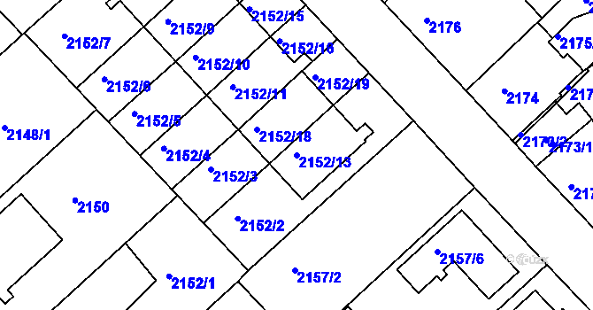 Parcela st. 2152/13 v KÚ Turnov, Katastrální mapa