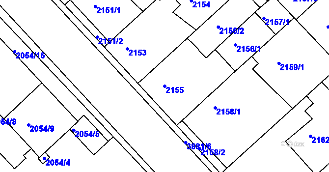 Parcela st. 2155 v KÚ Turnov, Katastrální mapa