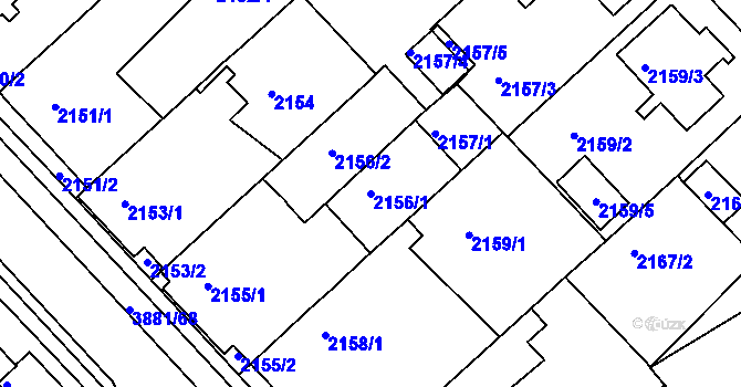 Parcela st. 2156/1 v KÚ Turnov, Katastrální mapa