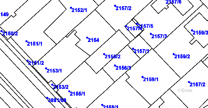 Parcela st. 2156/2 v KÚ Turnov, Katastrální mapa