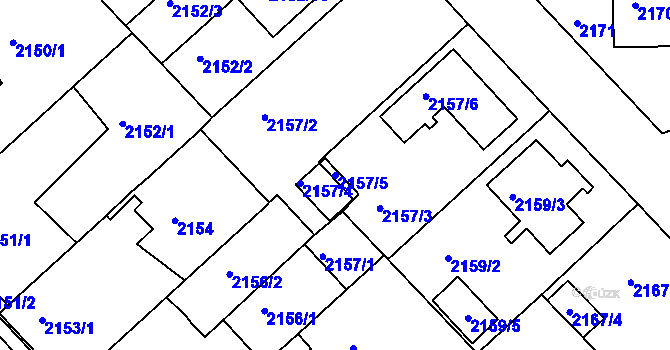 Parcela st. 2157/5 v KÚ Turnov, Katastrální mapa