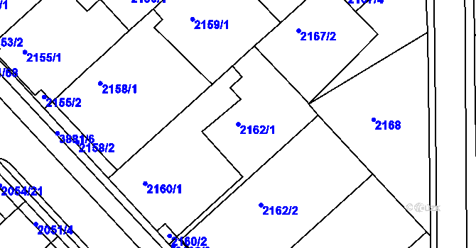 Parcela st. 2162/1 v KÚ Turnov, Katastrální mapa