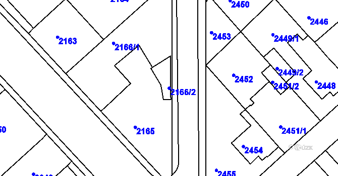 Parcela st. 2166/2 v KÚ Turnov, Katastrální mapa
